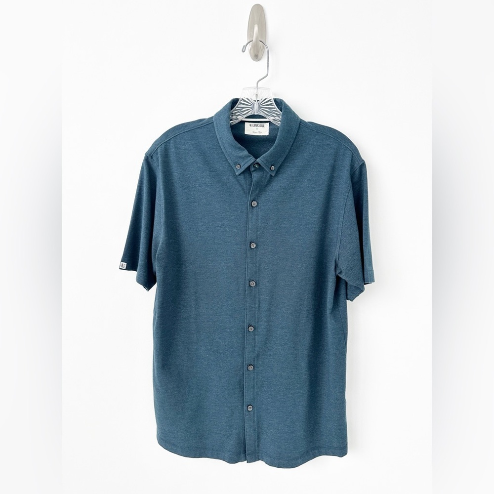 LINKSOUL Pacific Full Button Shirt Shirt M Blue Heather Short Sleeve